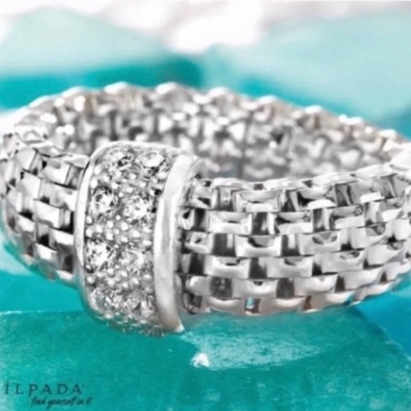 Silpada Sterling Silver Cubic Zirconia Italia Stretch Ring Size Medium - Picture 5 of 8